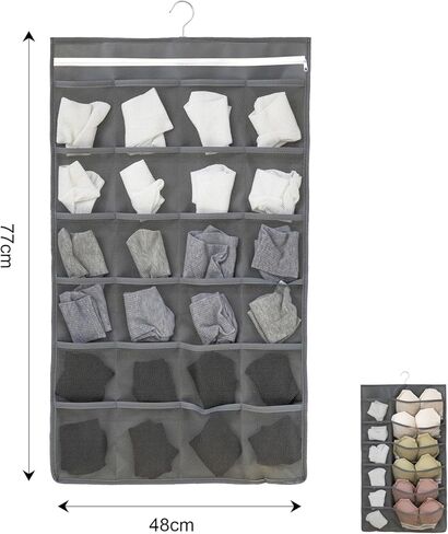 Hanging Fabric Storage Organizer with Multiple Pockets – Space-Saving Closet Storage Solution, Grey 12+24 grid in Saudi Arabia