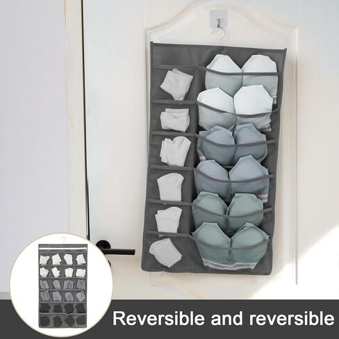 Hanging Fabric Storage Organizer with Multiple Pockets – Space-Saving Closet Storage Solution, Grey 12+24 grid in Saudi Arabia