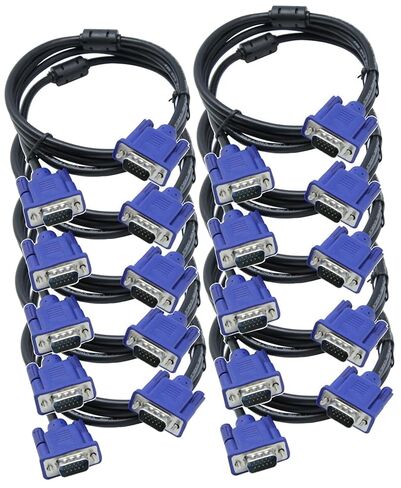 Kyper USKyper-1367 Monitor Cable 100 Pack 6ft 15 pin M/M VGA to VGA SVGA 1080P Full HD High Resolution for TV Computer Projector (100) in Kuwait