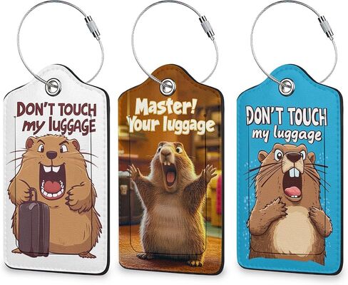 Sasquatch Luggage Tags for Suitcase 3 Pack, Privacy Cover ID Label with Stainless Steel Loop and Address Card for Travel Bag Suitcase in Saudi Arabia