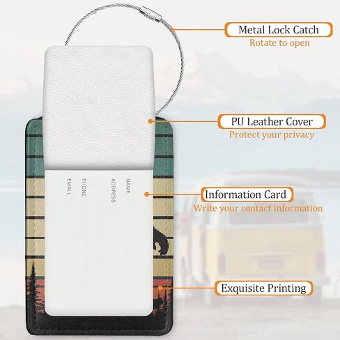 Sasquatch Luggage Tags for Suitcase 3 Pack, Privacy Cover ID Label with Stainless Steel Loop and Address Card for Travel Bag Suitcase in Saudi Arabia