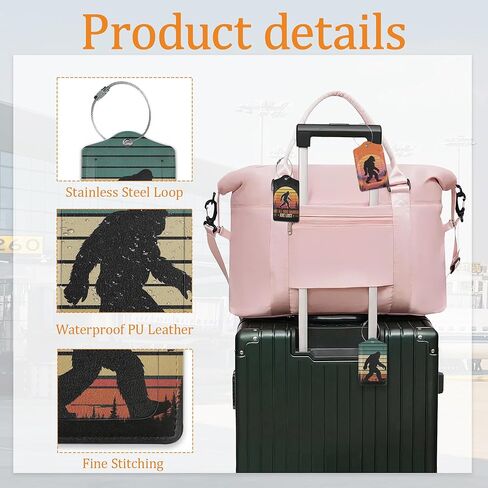 Sasquatch Luggage Tags for Suitcase 3 Pack, Privacy Cover ID Label with Stainless Steel Loop and Address Card for Travel Bag Suitcase in Saudi Arabia