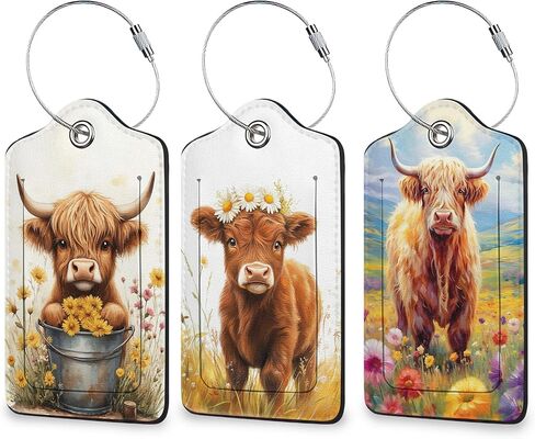 Sasquatch Luggage Tags for Suitcase 3 Pack, Privacy Cover ID Label with Stainless Steel Loop and Address Card for Travel Bag Suitcase in Saudi Arabia