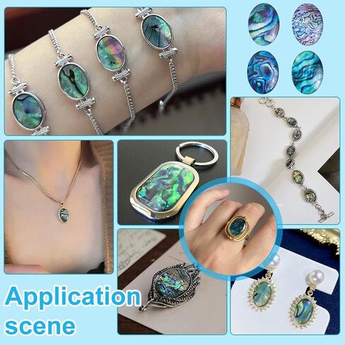 PH PandaHall 50pcs Shell Glass Cabochons Oval Flatback Cabochon Ocean Seaside Shell Cabochons for Earring Necklace Jewelry Making in Saudi Arabia