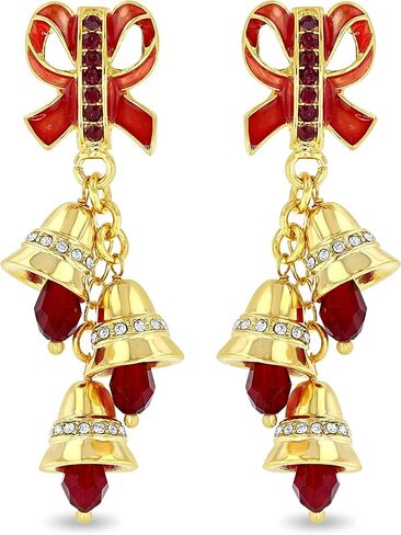 Christmas Jingle Bell Earrings - by Ritzy Couture DeLuxe – 22k Gold Plated (Clip On) in Saudi Arabia