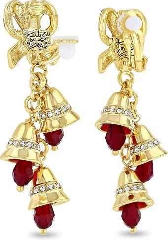 Christmas Jingle Bell Earrings - by Ritzy Couture DeLuxe – 22k Gold Plated (Clip On) in Saudi Arabia