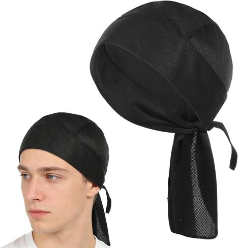 Bandanas Skull Caps Sports Skull Cap Helmet Liner Cycling Hat Durags Motorcycle Breathable Bandana Sweat Wicking Cooling for Men Women Running Cycling Motorcycle Black in Saudi Arabia