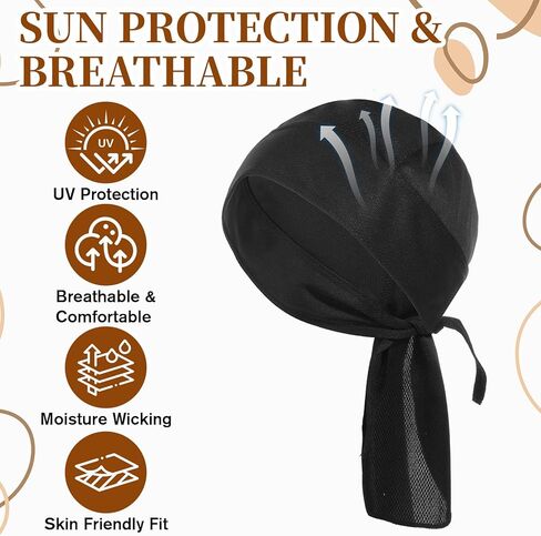 Bandanas Skull Caps Sports Skull Cap Helmet Liner Cycling Hat Durags Motorcycle Breathable Bandana Sweat Wicking Cooling for Men Women Running Cycling Motorcycle Black in Saudi Arabia