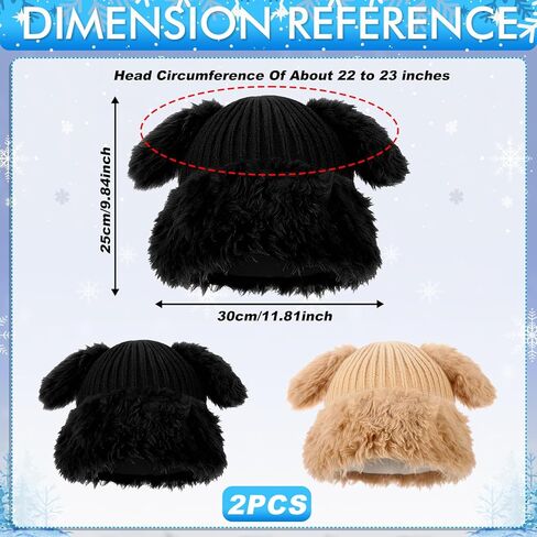 2 Pack Y2k Fuzzy Bunny Hat for Women Girls Cute Furry Beanie with Ears Rabbit Ears Hat for Festival Easter, Party Black, Beige in Saudi Arabia