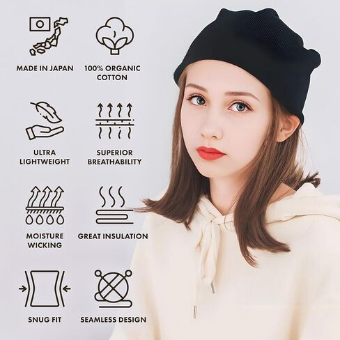 LINEASTORIA Organic Cotton Care Hat - Gentle on Skin, Ideal for Cancer Patients, Made in Japan, All-Season in Saudi Arabia