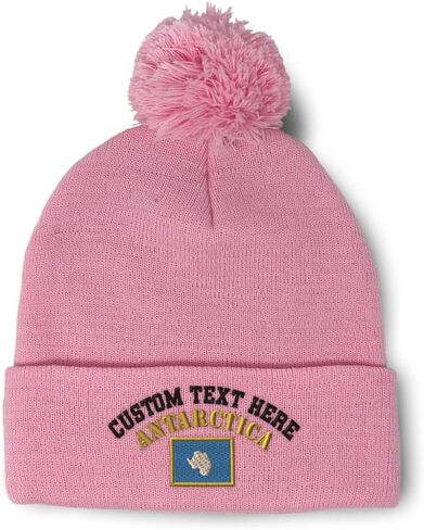 Custom Pom Pom Beanies for Women Antarctica Flag South Pole Skull Cap Winter Hats for Men Acrylic One Size in Saudi Arabia