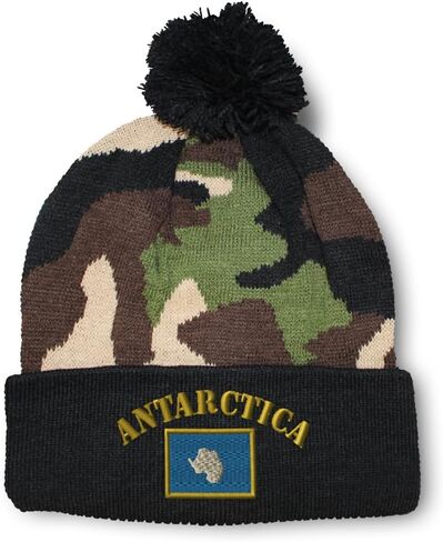 Custom Pom Pom Beanies for Women Antarctica Flag South Pole Skull Cap Winter Hats for Men Acrylic One Size in Saudi Arabia