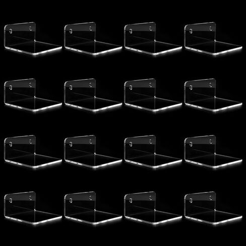 Acrylic Mini Floating Shelf, 16 Pack - Clear, Modern Wall Shelf for Office, Bedroom, Living Room - Mounted Storage for Pop Figures, Plants, Pictures in Saudi Arabia