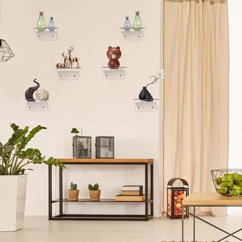 Acrylic Mini Floating Shelf, 16 Pack - Clear, Modern Wall Shelf for Office, Bedroom, Living Room - Mounted Storage for Pop Figures, Plants, Pictures in Saudi Arabia