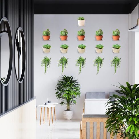Acrylic Mini Floating Shelf, 16 Pack - Clear, Modern Wall Shelf for Office, Bedroom, Living Room - Mounted Storage for Pop Figures, Plants, Pictures in Saudi Arabia