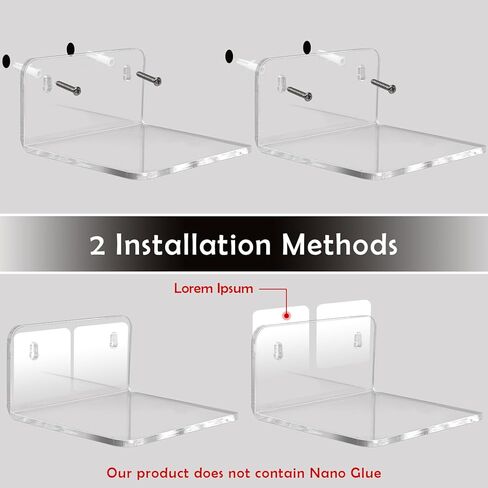 Acrylic Mini Floating Shelf, 16 Pack - Clear, Modern Wall Shelf for Office, Bedroom, Living Room - Mounted Storage for Pop Figures, Plants, Pictures in Saudi Arabia
