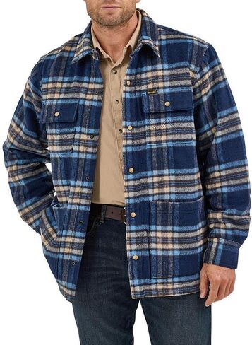 Wrangler Men's Navy Plaid Lined Shirt Jacket in Saudi Arabia