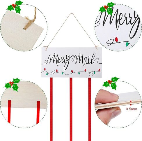 Marsui Christmas Card Holder Merry Mail Christmas Wooden Hanging Picture Holder Wall Hanging Card Display with 20 Red Wooden Clips for Party Home Wall Door Decor in Saudi Arabia