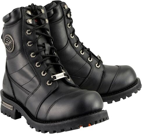 Milwaukee Leather Men's Classic Black Leather 8-inch Lace-Up Logger Motorcycle Rider Boots MBM9030-12 in Saudi Arabia