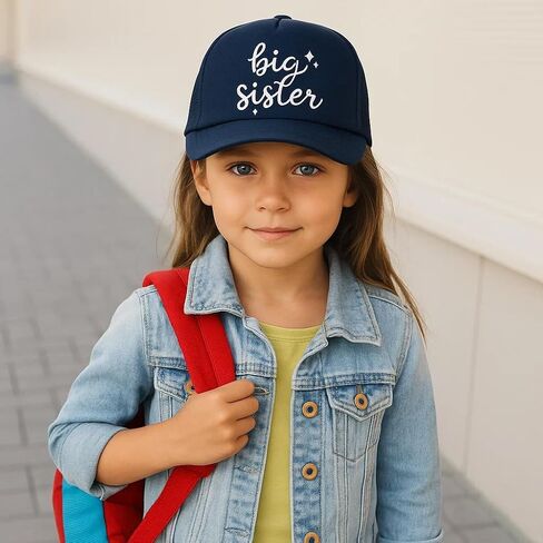 قبعة Big Sister Trucker للأطفال البنات - قبعة Snapback قابلة للتعديل لإعلان الأخوة عن الزي العائلي in Kuwait