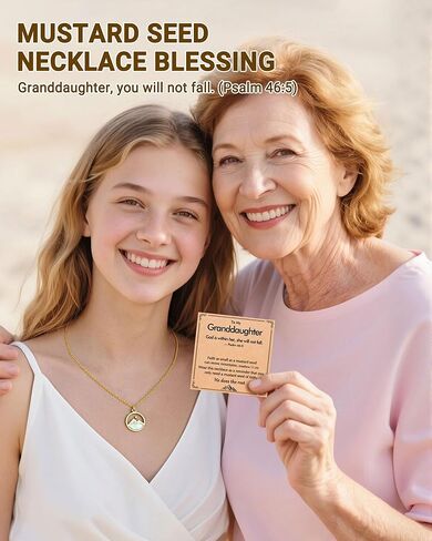 Faith Moves Mountains - God Is Within Her Mustard Seed Necklace For Granddaughter Daughter Sister in Christ Inspirational Christian Gifts in Kuwait