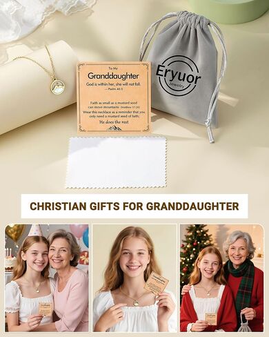 Faith Moves Mountains - God Is Within Her Mustard Seed Necklace For Granddaughter Daughter Sister in Christ Inspirational Christian Gifts in Kuwait