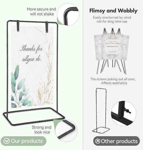 Wedding Sign Holder, 68"x31"x 20" Adjustable Black Welcome Sign Stand with Leather Sign Hanging Straps, Sign Rack,Heavy Duty Easel for Sign, Wedding Seating Chart Stand, Easel for Christmas Display in Saudi Arabia