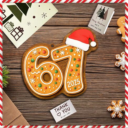 67 زخرفة عيد الميلاد 2025 - زخرفة خبز الزنجبيل المضحكة 67، 67 زينة شجرة عيد الميلاد ميمي، سانتا يقول ستة سبعة، 67 زينة، هدايا مضحكة للمراهقين والأطفال البالغين، رائعة 67 أشياء لشجرة عيد الميلاد in Kuwait