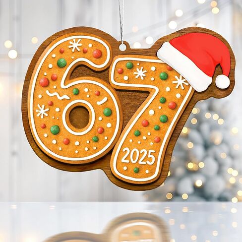67 زخرفة عيد الميلاد 2025 - زخرفة خبز الزنجبيل المضحكة 67، 67 زينة شجرة عيد الميلاد ميمي، سانتا يقول ستة سبعة، 67 زينة، هدايا مضحكة للمراهقين والأطفال البالغين، رائعة 67 أشياء لشجرة عيد الميلاد in Kuwait