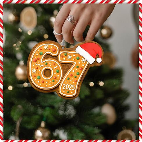 67 زخرفة عيد الميلاد 2025 - زخرفة خبز الزنجبيل المضحكة 67، 67 زينة شجرة عيد الميلاد ميمي، سانتا يقول ستة سبعة، 67 زينة، هدايا مضحكة للمراهقين والأطفال البالغين، رائعة 67 أشياء لشجرة عيد الميلاد in Kuwait