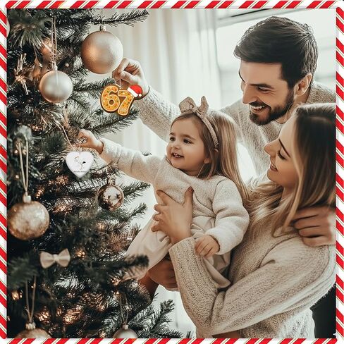 67 زخرفة عيد الميلاد 2025 - زخرفة خبز الزنجبيل المضحكة 67، 67 زينة شجرة عيد الميلاد ميمي، سانتا يقول ستة سبعة، 67 زينة، هدايا مضحكة للمراهقين والأطفال البالغين، رائعة 67 أشياء لشجرة عيد الميلاد in Kuwait