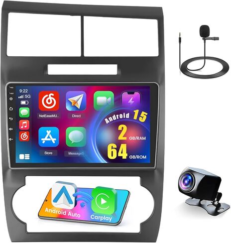 [2+64 جيجابايت] ستيريو سيارة Inefala Android 13 لسيارة Dodge Charger/Magnum 2005 2006 2007، شاشة لمس 9 بوصات مع Carplay Android Auto، GPS Bluetooth WiFi SWC USB RCA Canbus MIC كاميرا احتياطية in Saudi Arabia
