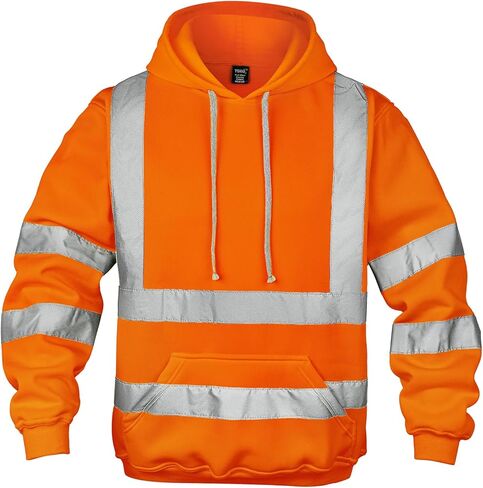 wefeyuv Hi Vis Men's Solid Color Reflective Visibility Sweatshirts Pullover in Saudi Arabia
