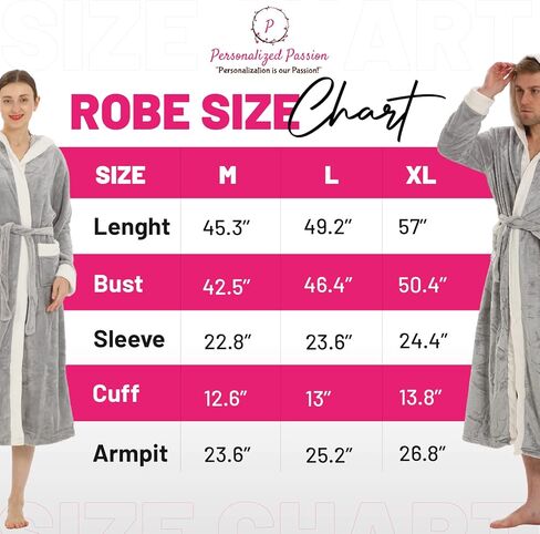 Personalized Hooded Plush Robe for Women and Men - His and Her Robes with Custom Name/Monogram - Soft Luxurious Spa Bathrobes in Saudi Arabia