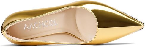 Aachcol Womens Stiletto Pumps Pointed Toe Patent Leather Kitten Heel Slip-on Beaded Party Dress Shoes in Saudi Arabia