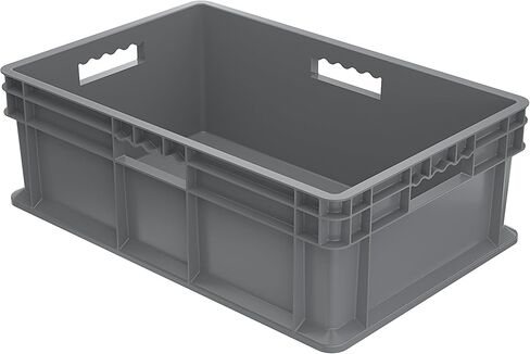 Akro-Mils 37678 Plastic Straight Wall Container Tote with Mesh Sides and Solid Base, (24-Inch x 16-Inch x 8-Inch), Gray, (4-Pack) in Kuwait