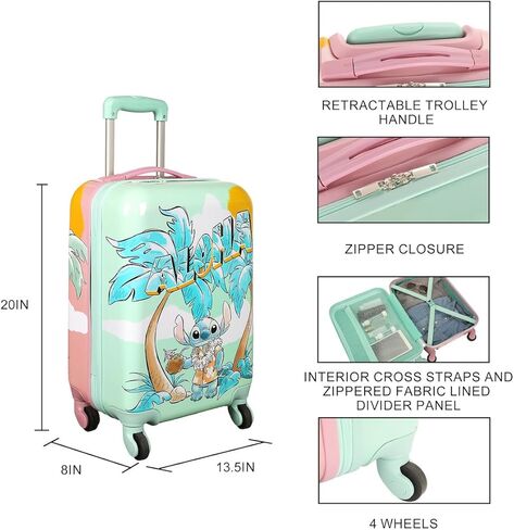 Bioworld Lilo & Stitch Dual-Side Tropical Stitch & Angel Print 20" Adult ABS Luggage in Saudi Arabia