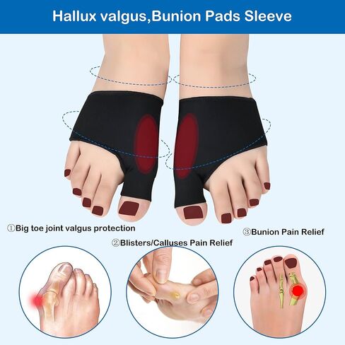 Bunion Sleeve with Bunion Relief Pads Big Toes Protectors for Women Men 2Pack Bunions Sock with Gel Foot Care Cushion,Bunions Cushion Toe Brace Prevent Corn,Calluse,Blister (Black & L) in Saudi Arabia