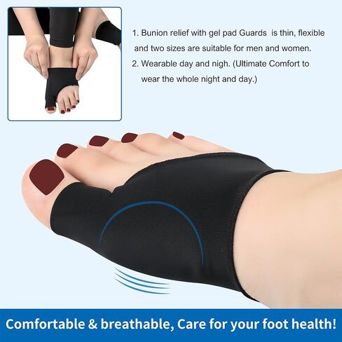 Bunion Sleeve with Bunion Relief Pads Big Toes Protectors for Women Men 2Pack Bunions Sock with Gel Foot Care Cushion,Bunions Cushion Toe Brace Prevent Corn,Calluse,Blister (Black & L) in Saudi Arabia