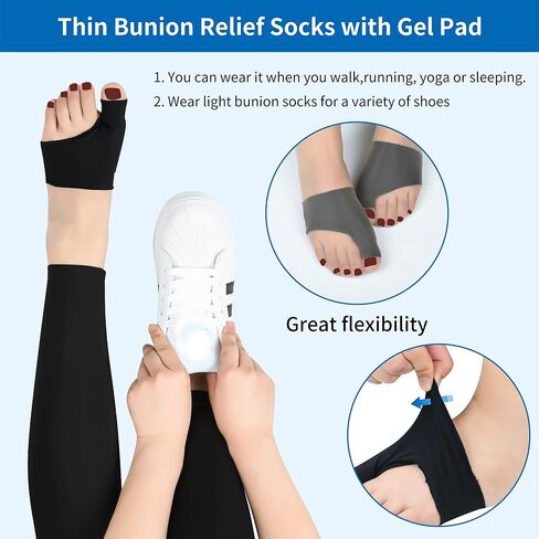 Bunion Sleeve with Bunion Relief Pads Big Toes Protectors for Women Men 2Pack Bunions Sock with Gel Foot Care Cushion,Bunions Cushion Toe Brace Prevent Corn,Calluse,Blister (Black & L) in Saudi Arabia