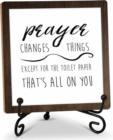 Bathroom Decor Wood Sign, Please Seat Yourself Funny Toilet Wood Block, 5x5 Inch Wood Sign Comes With Iron Stand, Perfect For Home Bathroom Toilet Restroom Decor, Set Of 1-31 in Kuwait