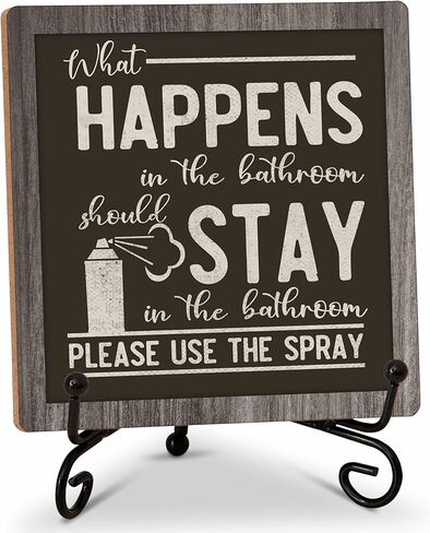 Bathroom Decor Wood Sign, Please Seat Yourself Funny Toilet Wood Block, 5x5 Inch Wood Sign Comes With Iron Stand, Perfect For Home Bathroom Toilet Restroom Decor, Set Of 1-31 in Kuwait