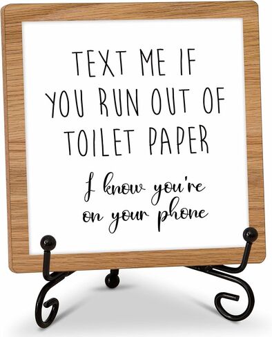 Bathroom Decor Wood Sign, Please Seat Yourself Funny Toilet Wood Block, 5x5 Inch Wood Sign Comes With Iron Stand, Perfect For Home Bathroom Toilet Restroom Decor, Set Of 1-31 in Kuwait