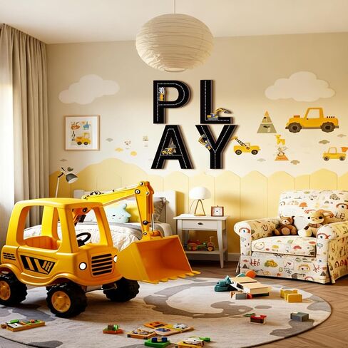 Kathfly 4 Pcs Construction Truck Theme Play Sign Playroom Wall Pediments Wood Construction Wall Art Play Room Decor for Kids Nursery Room Decorations in Saudi Arabia