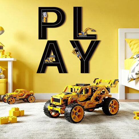 Kathfly 4 Pcs Construction Truck Theme Play Sign Playroom Wall Pediments Wood Construction Wall Art Play Room Decor for Kids Nursery Room Decorations in Saudi Arabia