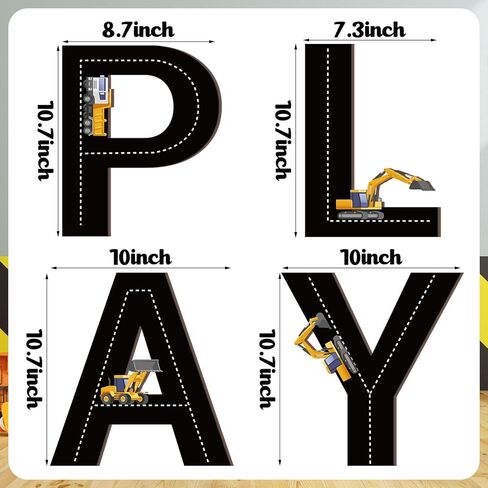 Kathfly 4 Pcs Construction Truck Theme Play Sign Playroom Wall Pediments Wood Construction Wall Art Play Room Decor for Kids Nursery Room Decorations in Saudi Arabia