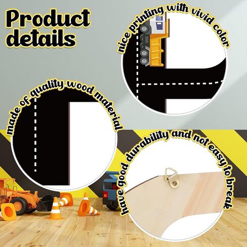 Kathfly 4 Pcs Construction Truck Theme Play Sign Playroom Wall Pediments Wood Construction Wall Art Play Room Decor for Kids Nursery Room Decorations in Saudi Arabia