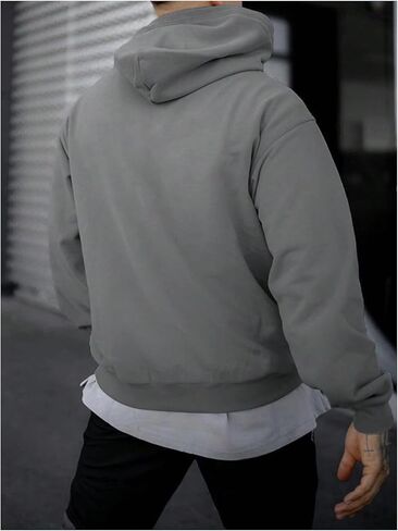 Men's Fall Hoodies Letter Graphic Hooded Sweatshirts Casual Loose Pullover Tops with Pocket in Saudi Arabia