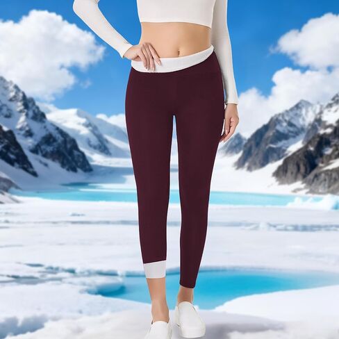 Women's Fleece Lined Leggings， Winter Warm Thermal Thick Tights High Waisted Yoga Pants Cold Weather in Saudi Arabia