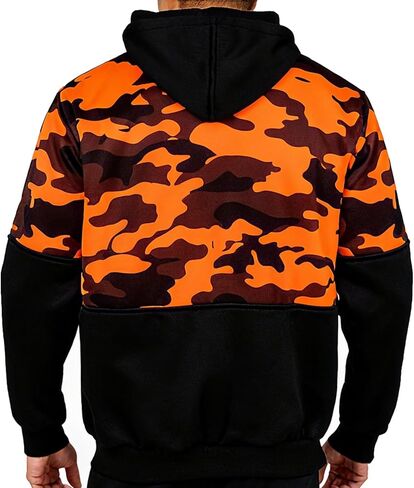 Men's Camo Fleece Hoodie Zipper Casual Military Sweatshirt with Pocket Hi Vis Construction Work Jakcet in Saudi Arabia